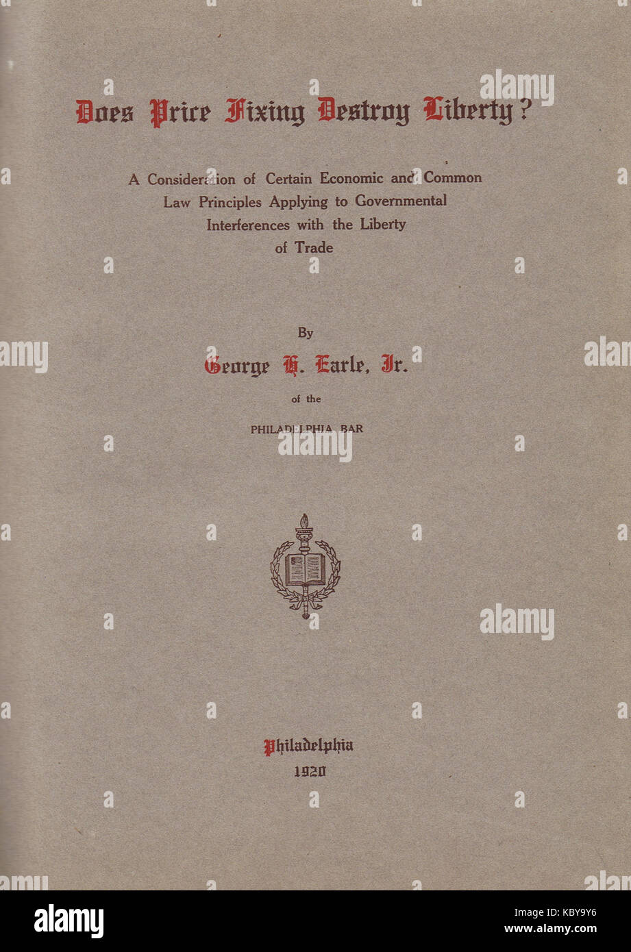 Earle, la fixation des prix ne détruire la liberté, 1920, i Banque D'Images