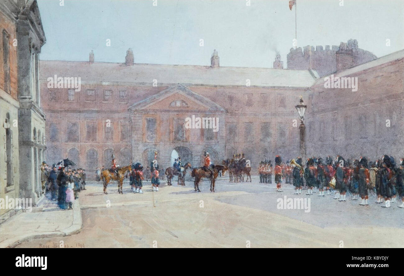 'Guards Parade, le château de Dublin' par Rose Barton, 1894, aquarelle Banque D'Images