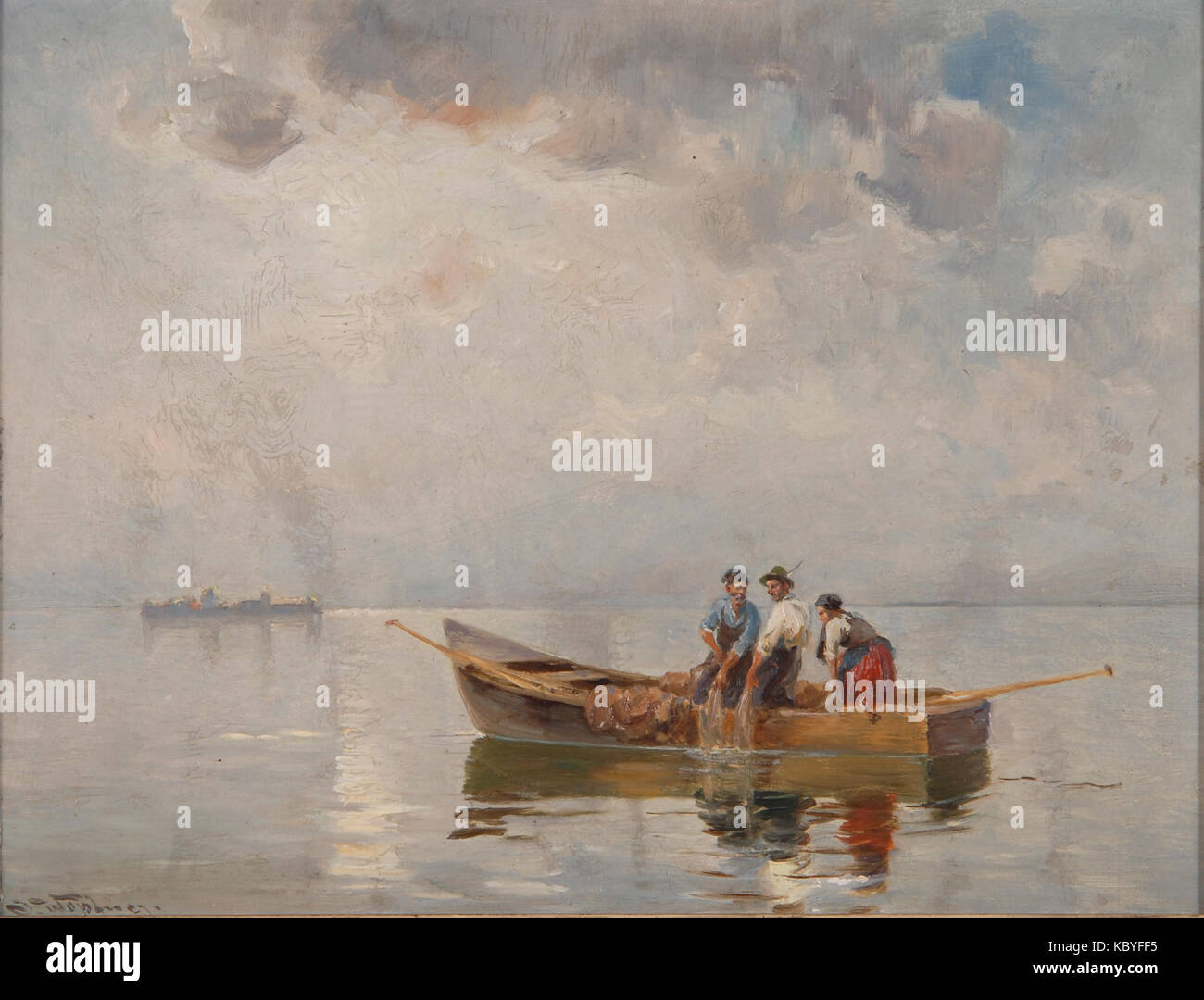 Josef Fischer Wopfner auf dem Chiemsee (ca1880) Banque D'Images