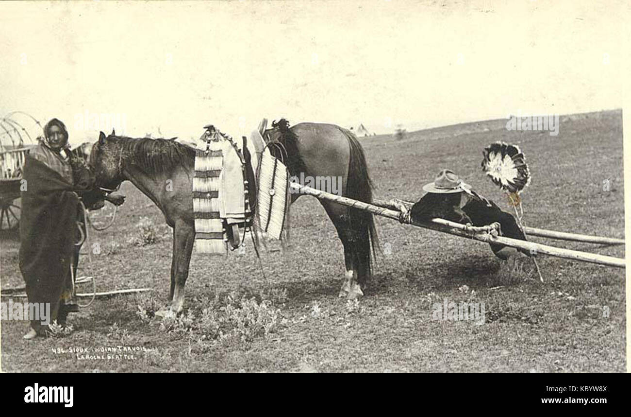 Travois Indiens sioux, ca 1893 LAROCHE (138) Banque D'Images