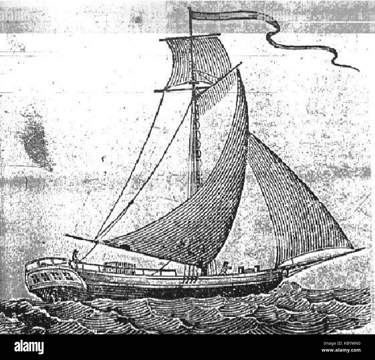 18e siècle bateau paquet utilisé pour le service postal Banque D'Images