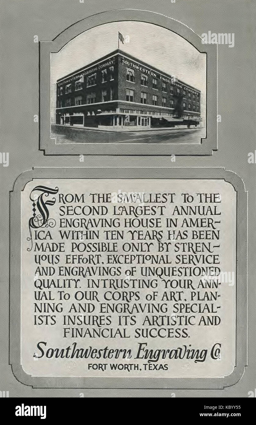 1922 Annuaire de criquets p. 255 (sud-ouest de l'Engraving Co., Fort Worth, Texas) Banque D'Images