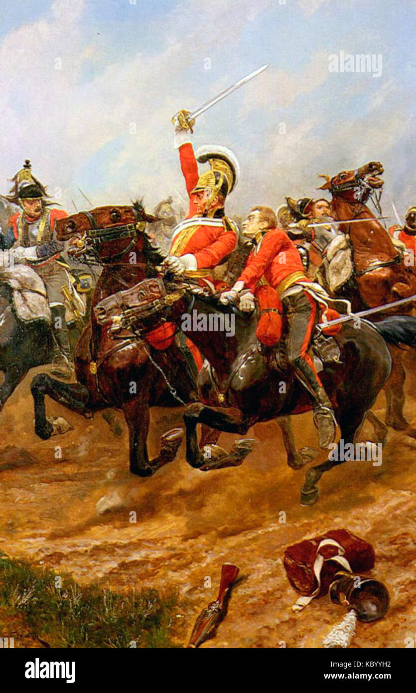 Richard Caton Woodville Life Guards le chargement à la bataille de Waterloo Banque D'Images