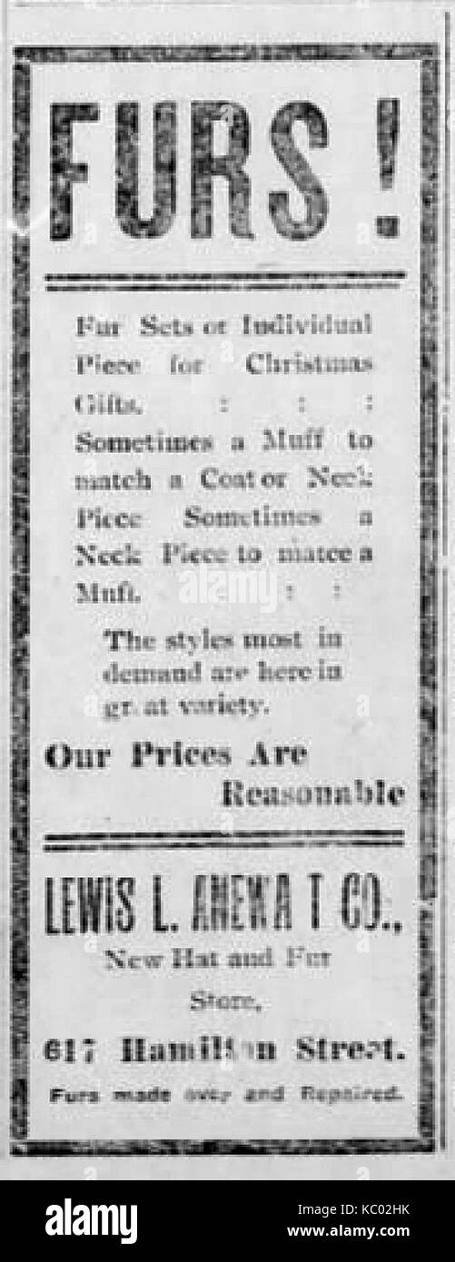 L Anewalt 1908 Lewis annonce journal Allentown PA Banque D'Images