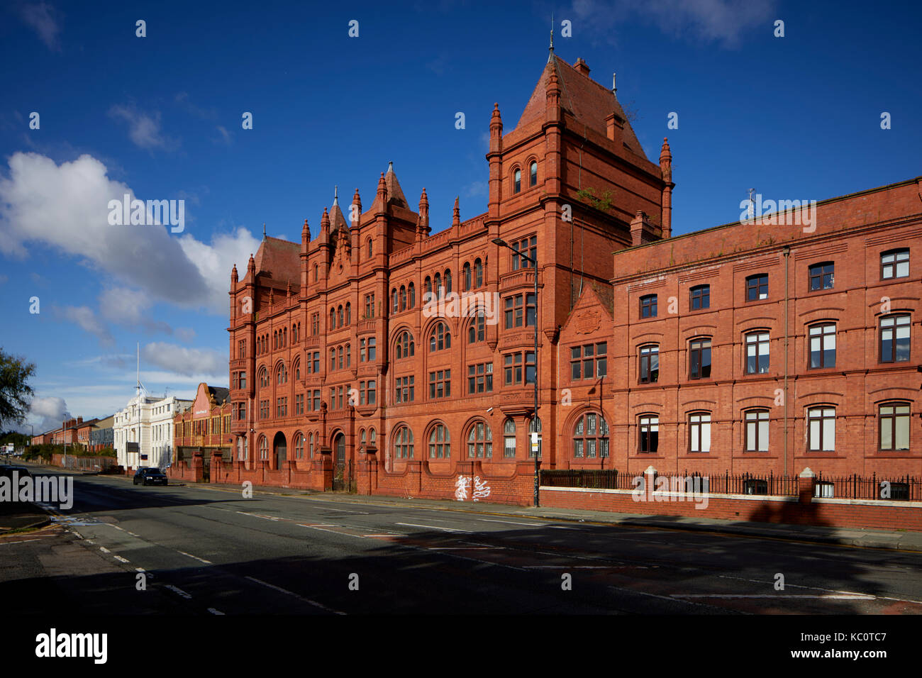 Brique rouge classé Grade II Essence Duckworth's Factory, Old Trafford construit en 1896 pour Duckworth and Co architectes Briggs et Wostenholme de Blackburn Banque D'Images