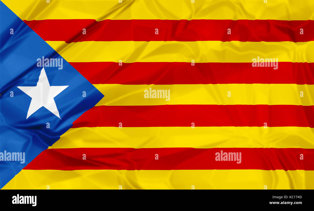 Drapeau de table Catalogne Estelada Blava 5'' x 8'' – Drapeau de bureau catalan indépendant 21 x 14 cm – Bâton et base en plastique noir – Drapeau Catalogne Estelada AZ FLAG