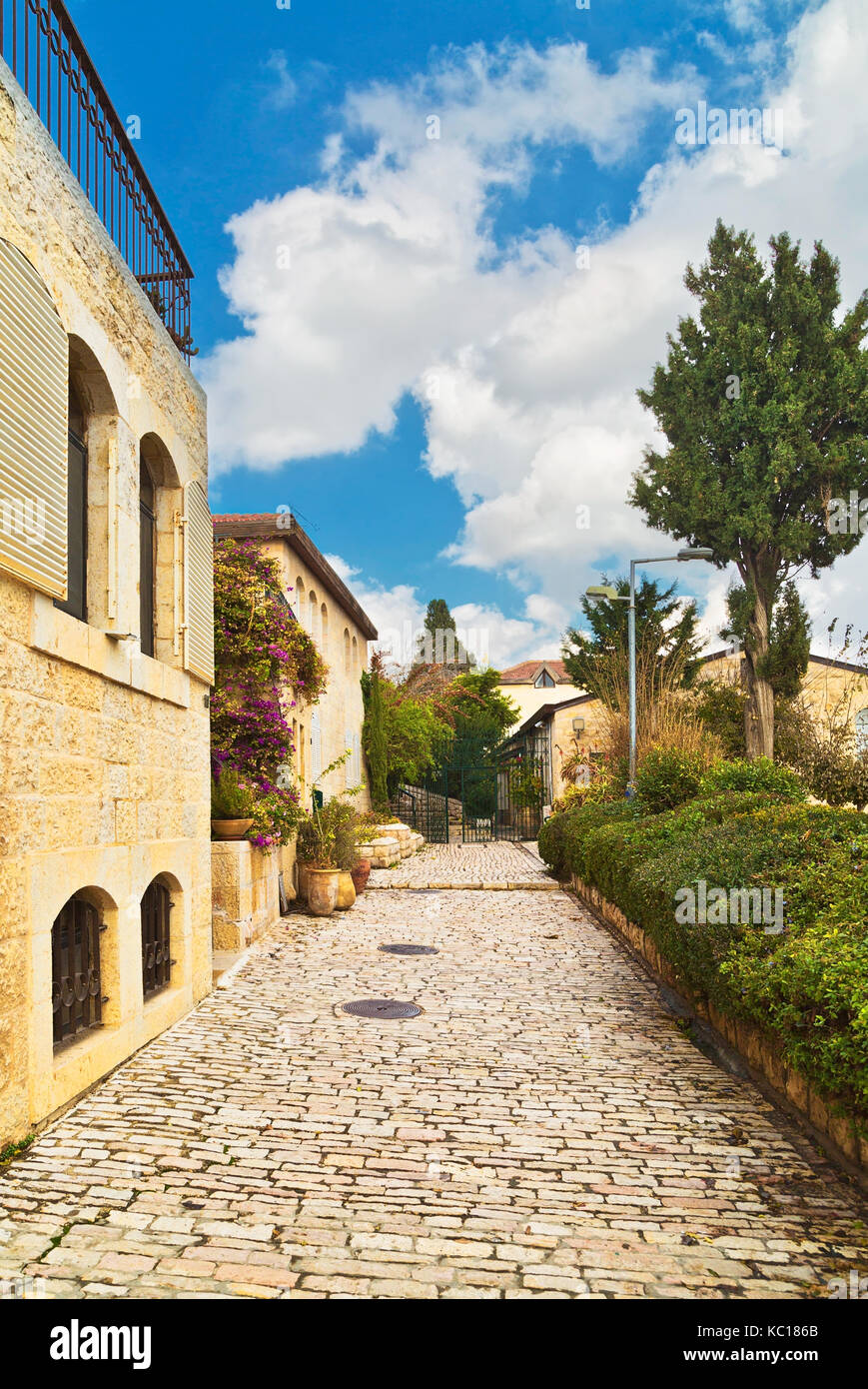 Maison ancienne dans quartier Yemin Moshe, Jérusalem, israelin Banque D'Images