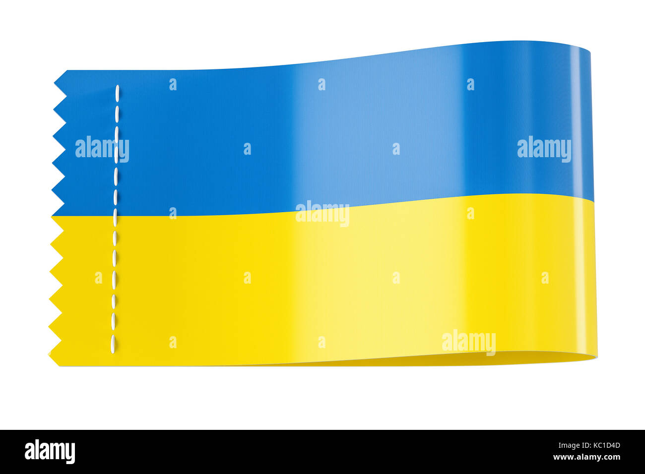 Tag vêtements, étiquette avec le drapeau de l'Ukraine. Le rendu 3D isolé sur fond blanc Banque D'Images
