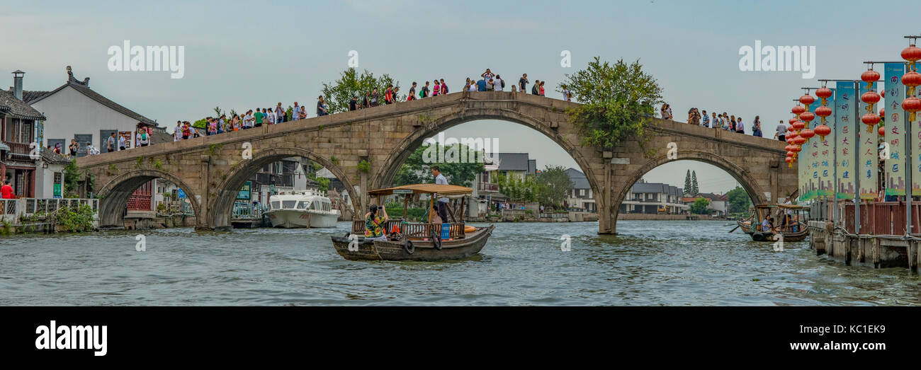 Pont fangsheng zhujiajiao, panorama, Chine Banque D'Images