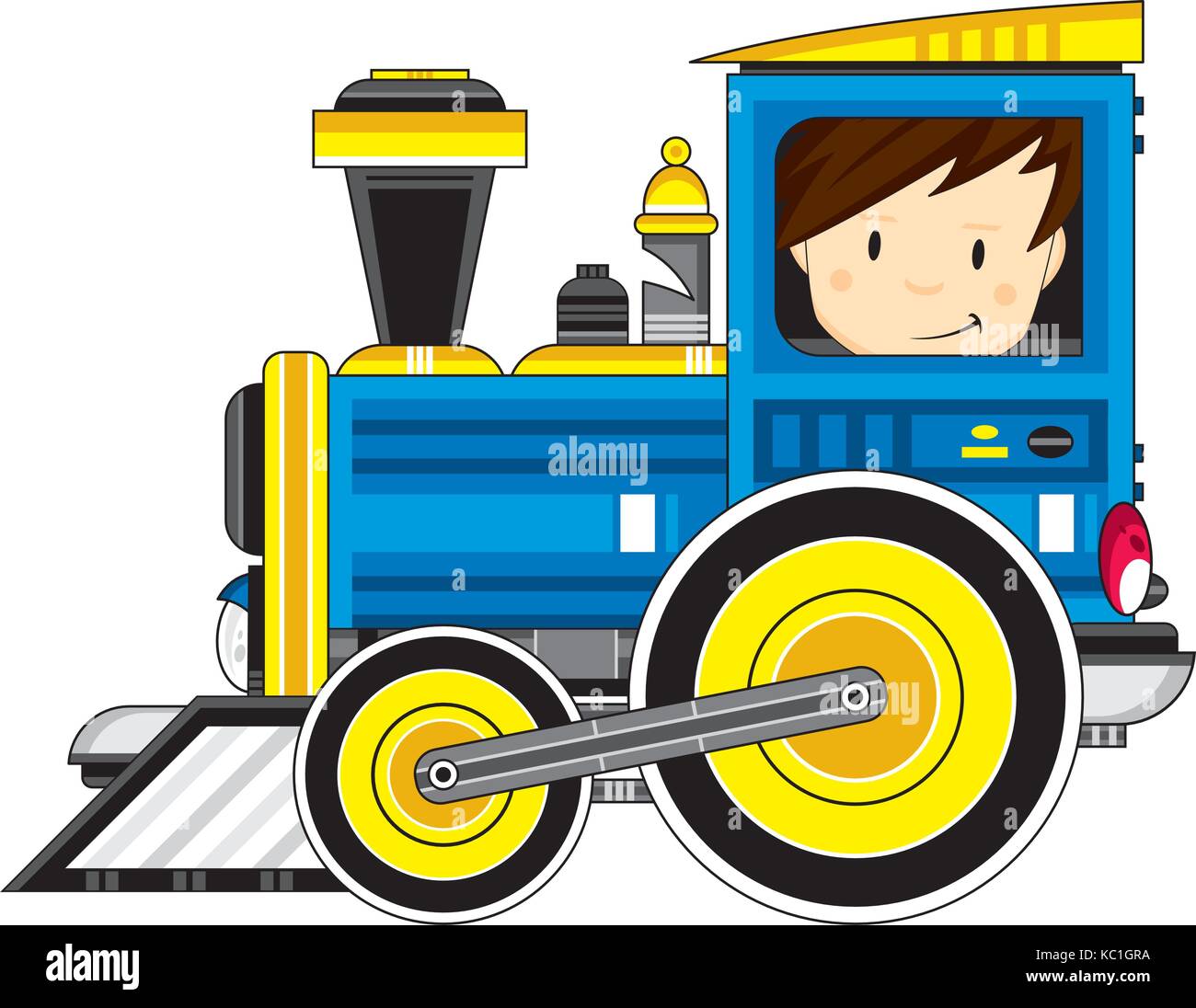Cute boy et de trains à vapeur Illustration de Vecteur