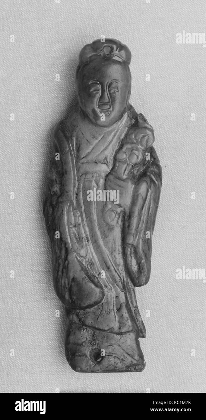 Poignée de ceinture, de la dynastie des Han (206 av. J.-A.D. 220), la Chine, le Jade, H. 2 3/4 in. (7 cm) ; W. 7/8 in. (2,2 cm) ; D. en 3/8. (1 cm), Jade Banque D'Images