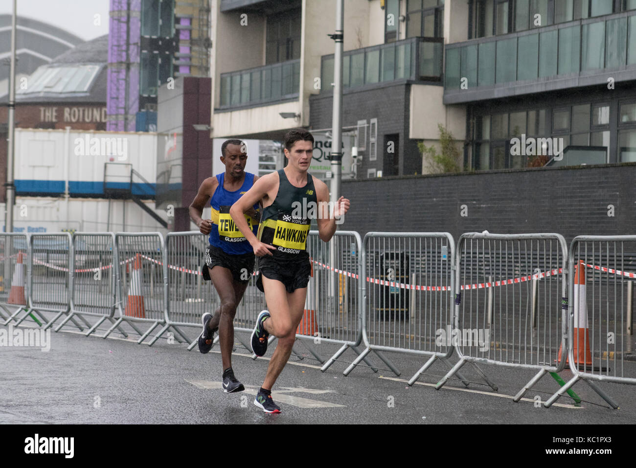 Chris hawkins ; tsegai tewelde ; great scottish run ; Bank of Scotland great scottish run ; exécution ; race ; Glasgow ; 2ème ; 3ème ; 2017 Banque D'Images