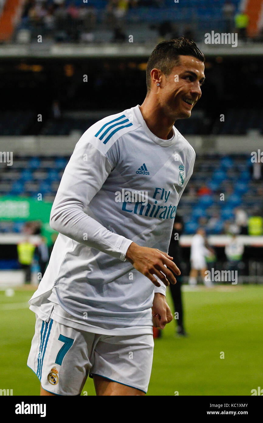 Cristiano Ronaldo dos Santos (7) joueur du Real Madrid. La Liga entre le Real Madrid contre l'Espanyol au Santiago Bernabeu à Madrid, Espagne, le 1 octobre 2017 . Más Información Gtres Crédit : Comuniación sur ligne, S.L./Alamy Live News Banque D'Images