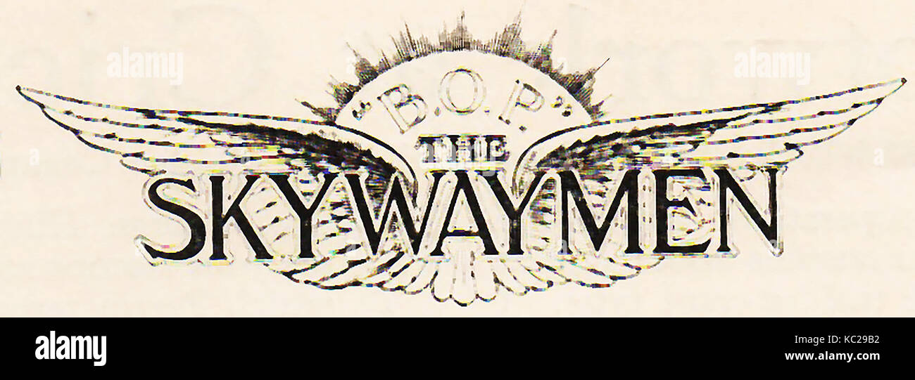 1932 - L'insigne et le logo d'SKYWAYMEN (amateurs d'aéromodèles) qui étaient membres d'un club commencé dans les années 1930 par le Boy's Own Paper . Le club a recruté principalement les adultes. Banque D'Images