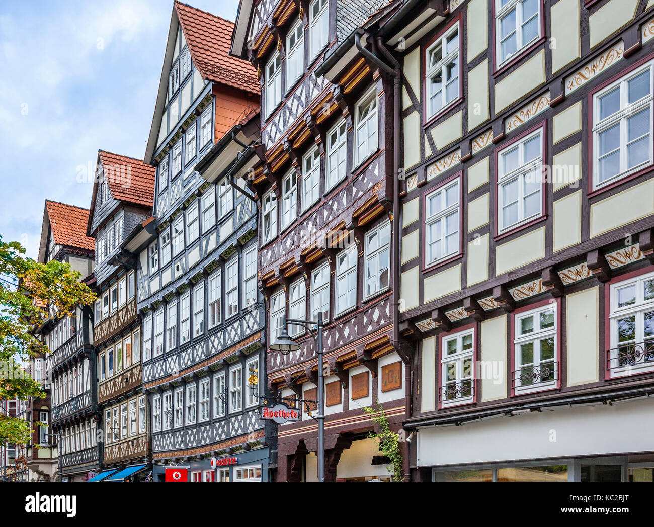 Allemagne, Basse-Saxe, Hann. Münden, cité médiévale avec des maisons à colombages à Lange Strasse Banque D'Images