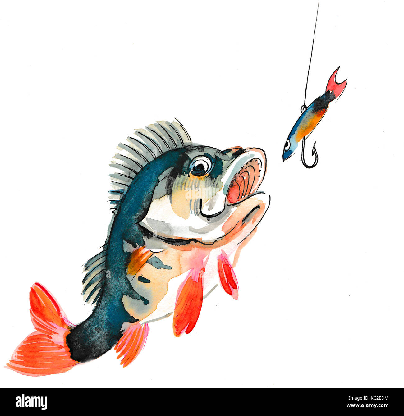 Poisson aquarelle Banque D'Images