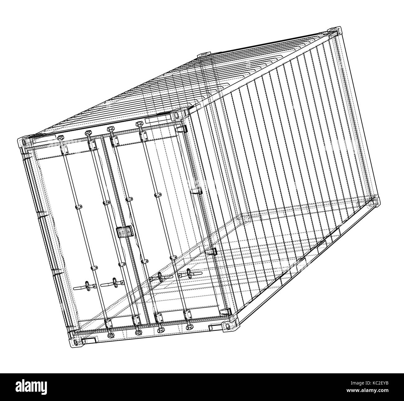Conteneur en fil de style. Illustration de Vecteur