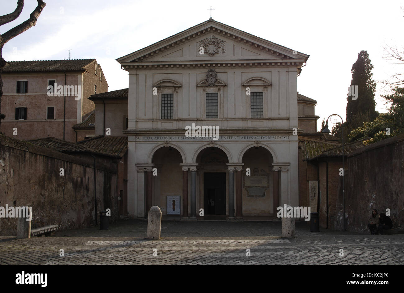 Italie. Rome. saint Sébastien à l'extérieur des murs ou saint Sébastien aux catacombes. Façade, 1612 par Flaminio Ponzio (1560-1613) assistée par Giovanni vasanzio. Banque D'Images