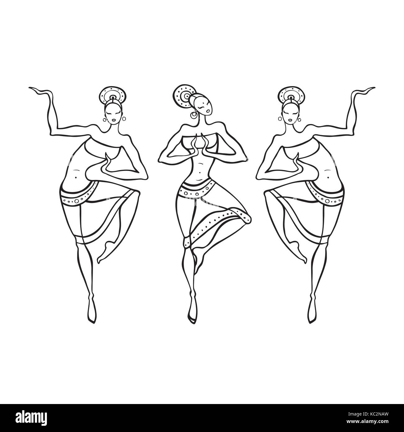 Femme dansant en style ethnique. Illustration de Vecteur