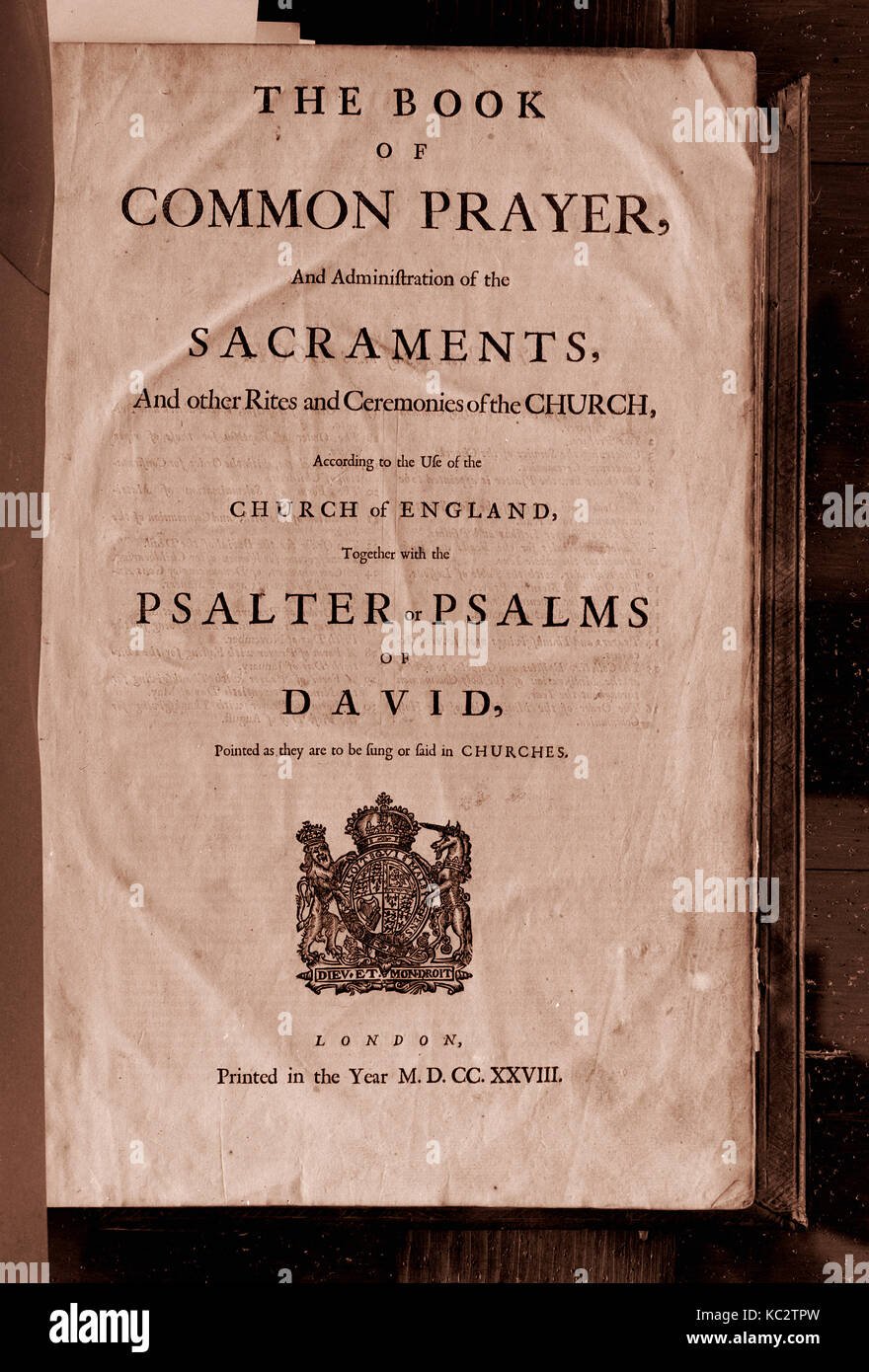 Livre de la prière commune, Bible, et livre des Psaumes, 1715-28 Banque D'Images