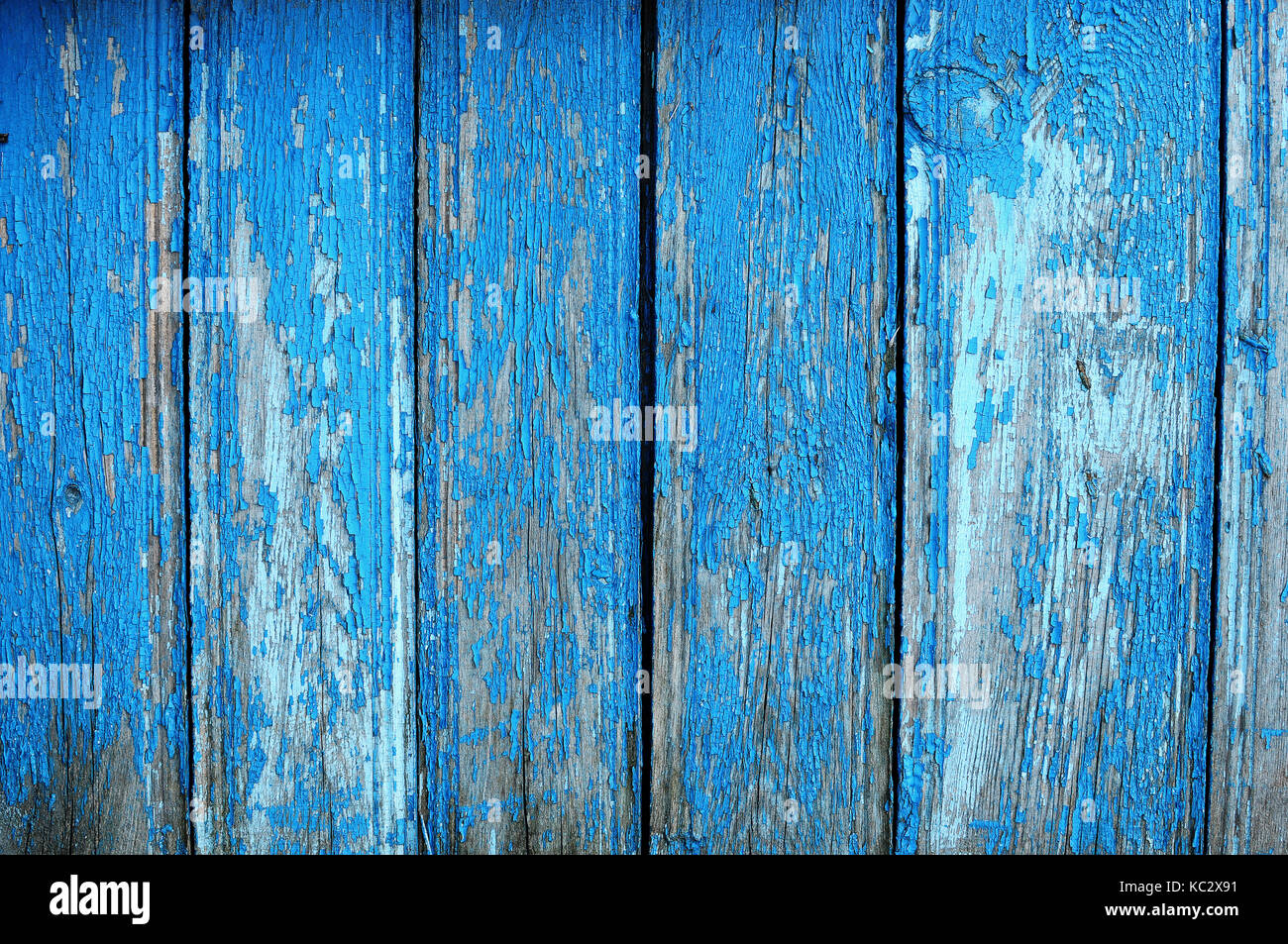 La texture des planches en bois avec peinture bleue en bois rustique, d'arrière-plan de clôture Banque D'Images