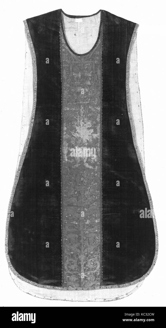 Chasuble, 1541, Français, soie, lin, fil de métal, le cou à l'ourlet, orphrey : H. 45 x 3/4 O. 6 1/2 pouces (116,2 x 16,5 cm), Textiles Banque D'Images