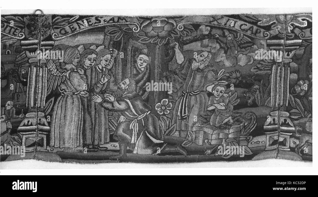 La tapisserie à Valence (un des trois), 1604, Swiss, soie et fils de métal sur toile, H. 9 3/4 x 60 pouces de L. (24,8 x 152,4 cm), Tex Banque D'Images