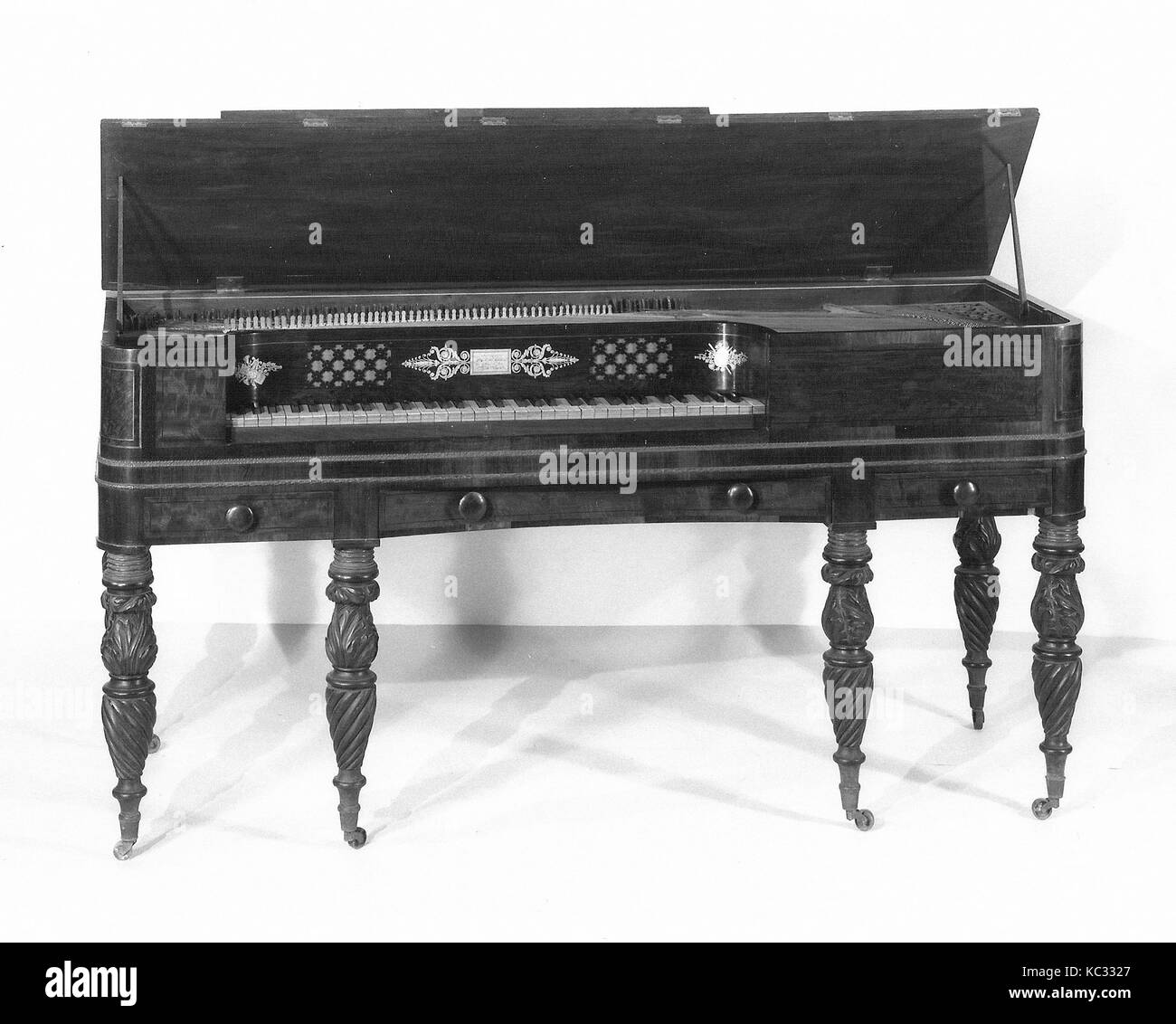 Piano carré, 1822-27, New York, New York, United States, American, divers matériaux, L. de cas (perpendiculaire au clavier Banque D'Images
