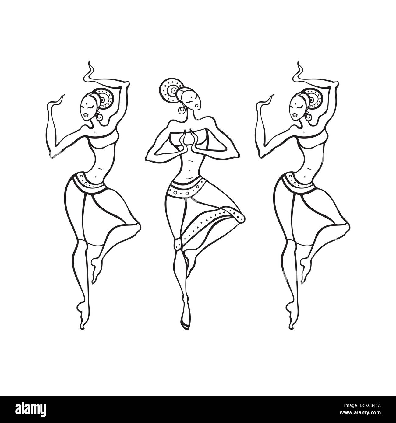 Femme dansant en style ethnique. Illustration de Vecteur