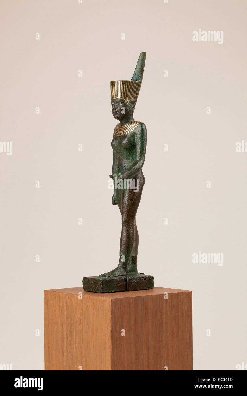 Statuette, Neith, période tardive, Dynasty 26-29, 664-380 avant J.-C., d'Egypte, Carnarvon, fouilles 1912, en bronze ou en alliage de cuivre, 17 Banque D'Images