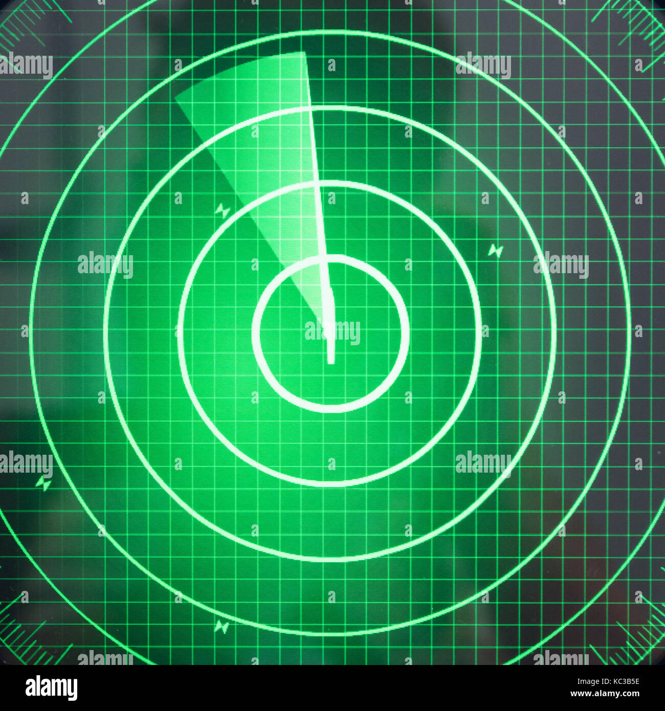 Écran radar vert avec des points - équipement de sécurité Banque D'Images