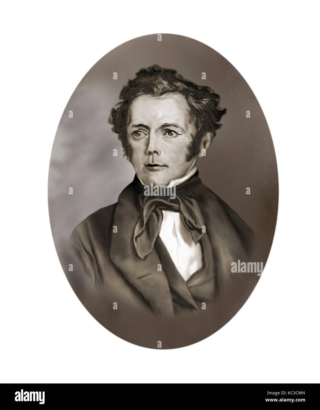 Le Capitaine Frederick Marryat, 1792 - 1848, l'officier de marine britannique, romancier Banque D'Images