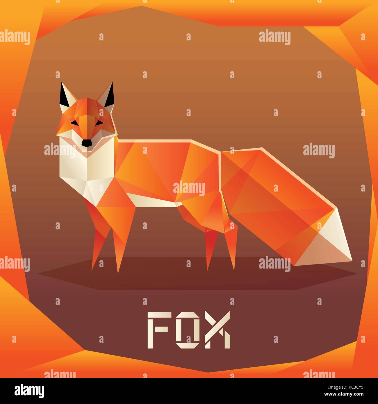 Orange origami fox Illustration de Vecteur