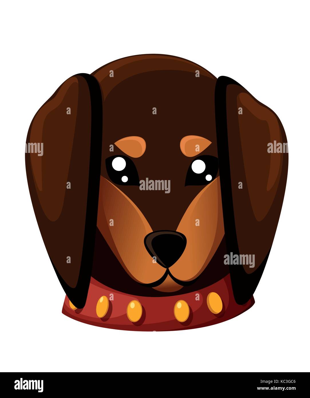 Chien de race teckel mignon sur le fond blanc. vector illustration cartoon puppy sitting de mignon petit chien collier chien ami porter.. ve Illustration de Vecteur