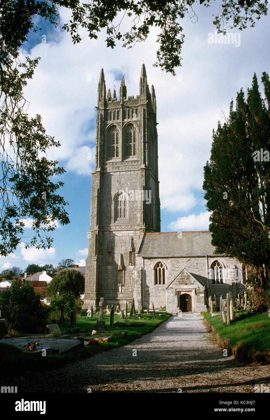 Probus st' church, Probus, près de Truro, Cornwall, Angleterre. plus haute et plus tard de la ville médiévale de cornish tours. Banque D'Images