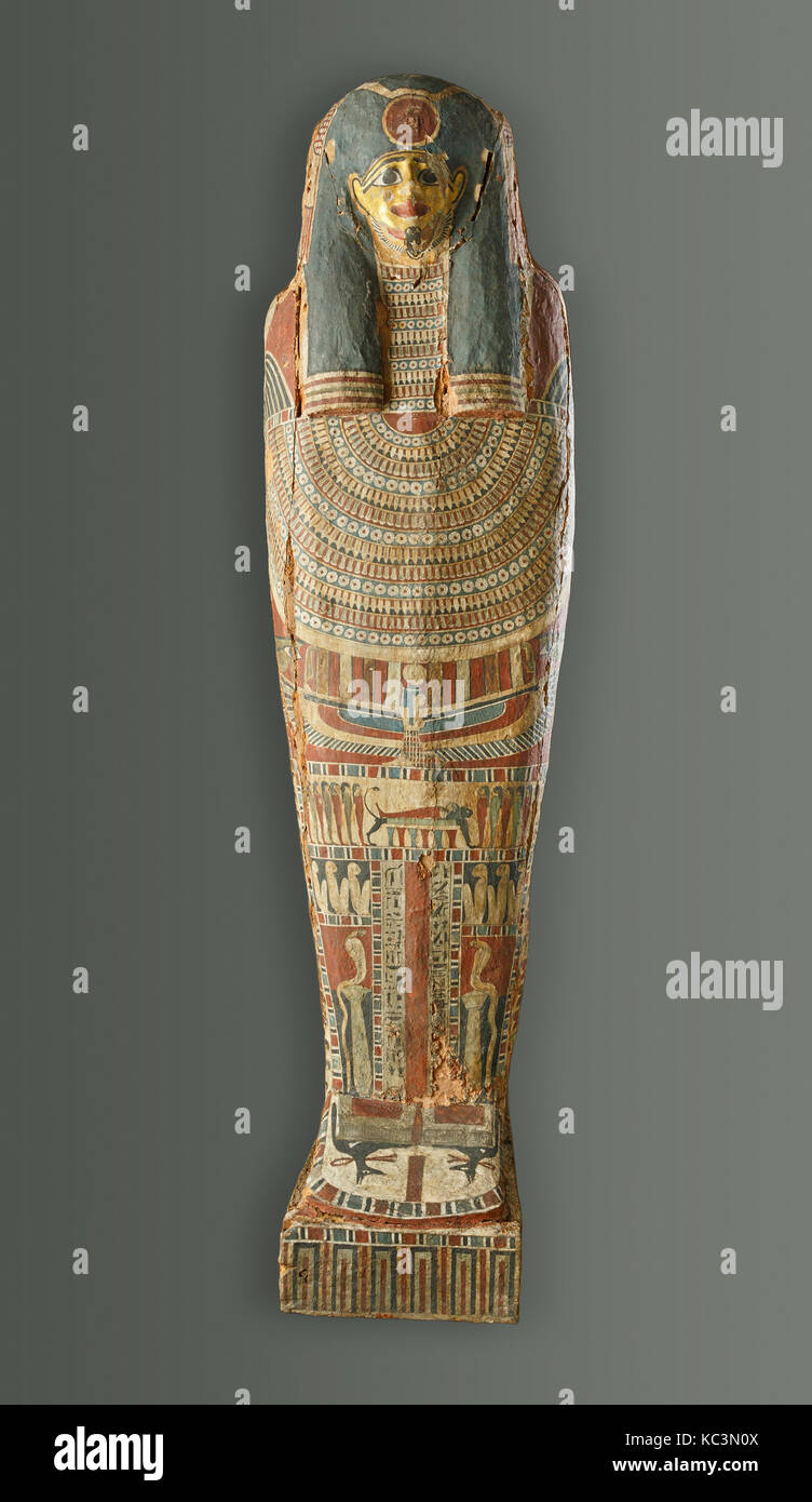 Cercueil en bois peint et maman de Dame Nefer, 3e siècle avant J.-C. ou plus tard Banque D'Images