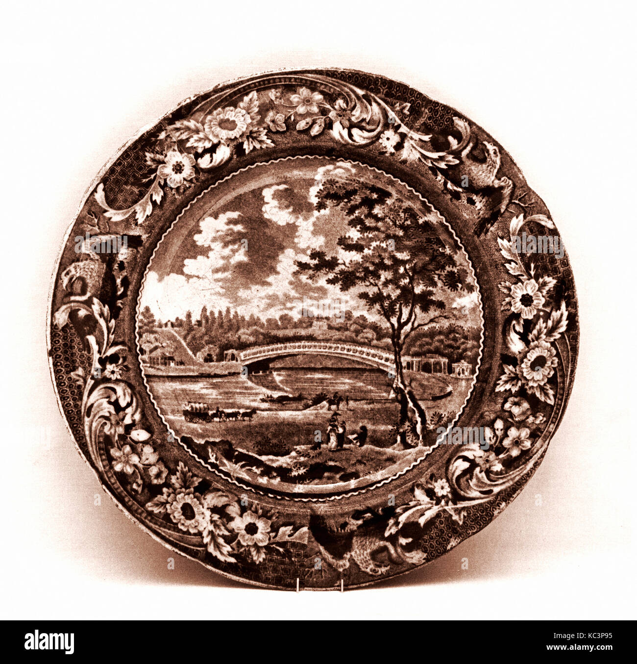 Plaque, ca. 1824-ca. 1836, faites dans le Staffordshire, Stoke-on-Trent, Angleterre, British (marché américain), Argile, transfert-print Banque D'Images