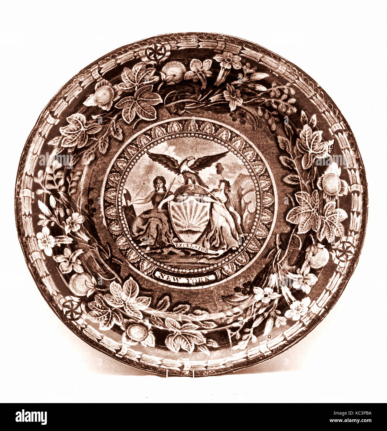 Plaque, ca. 1826-ca. 1835, faites dans le Staffordshire, Stoke-on-Trent, Angleterre, British (marché américain), Argile, transfert-print Banque D'Images