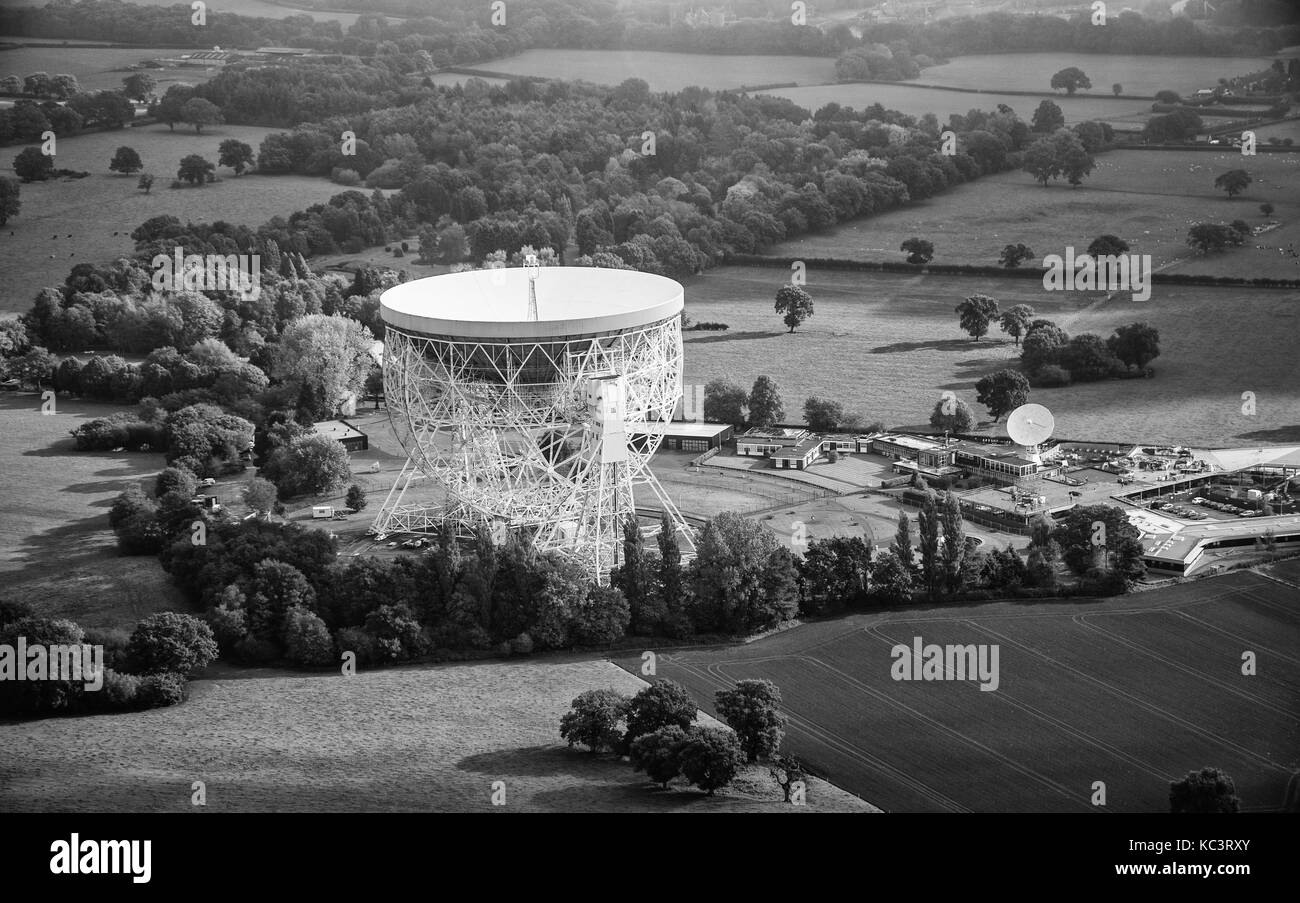 Photo aérienne pendant la remise à neuf de Jodrell Bank Banque D'Images