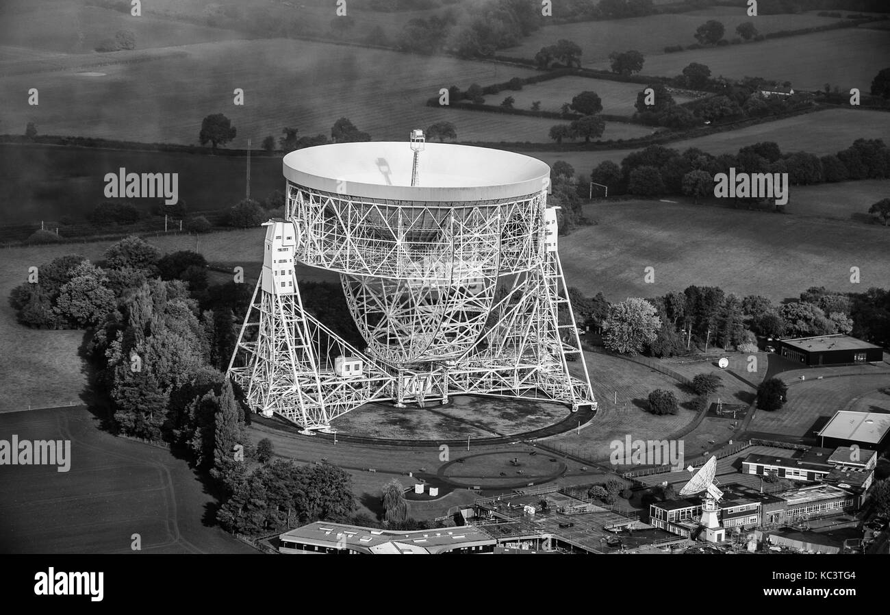 Photo aérienne pendant la remise à neuf de Jodrell Bank Banque D'Images