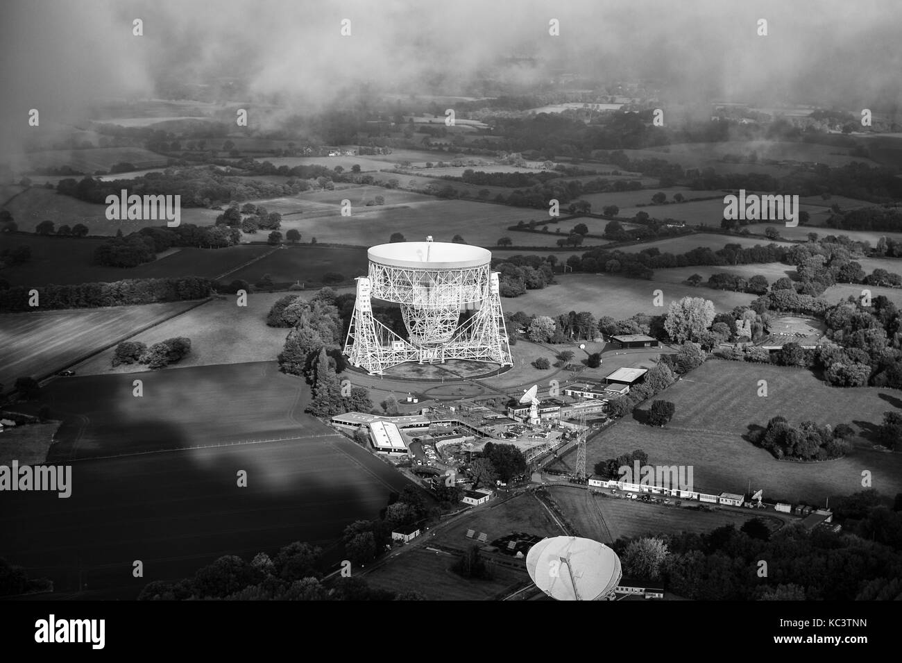 Photo aérienne pendant la remise à neuf de Jodrell Bank Banque D'Images