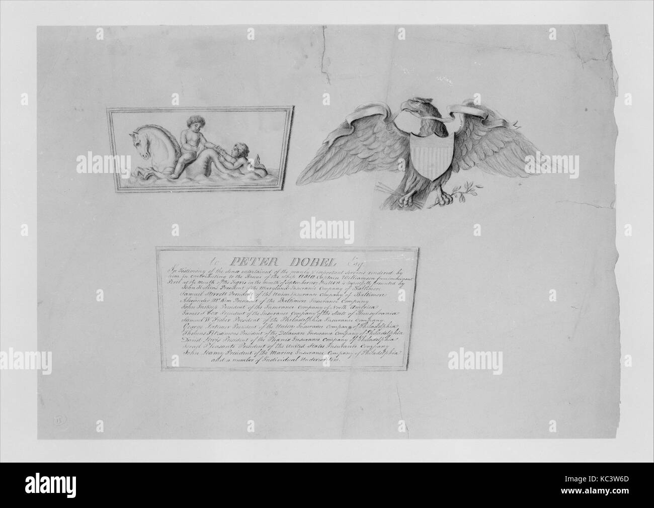 Dessins pour les ornements et d'inscription sur un témoignage d'urne, Thomas Fletcher, 1800-1866 Banque D'Images