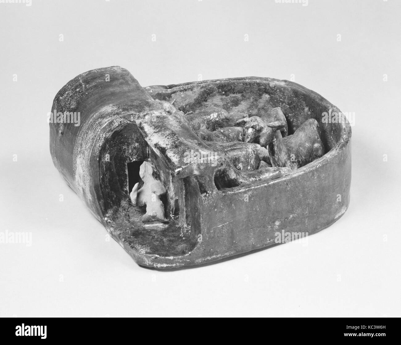 鉛綠釉陶明器建築模型（一組） 東漢 Chèvre, stylo, de la dynastie des Han de l'Est (25-220), 1er-début du 3e siècle, la Chine, en faïence à glaçure plombifère verte, H. 3 Banque D'Images