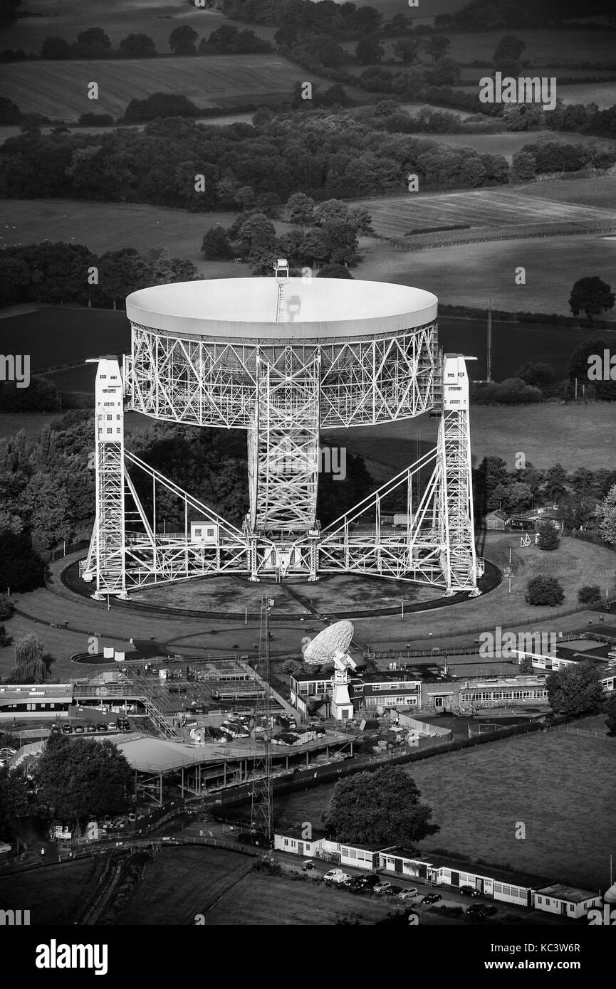 Photo aérienne pendant la remise à neuf de Jodrell Bank Banque D'Images