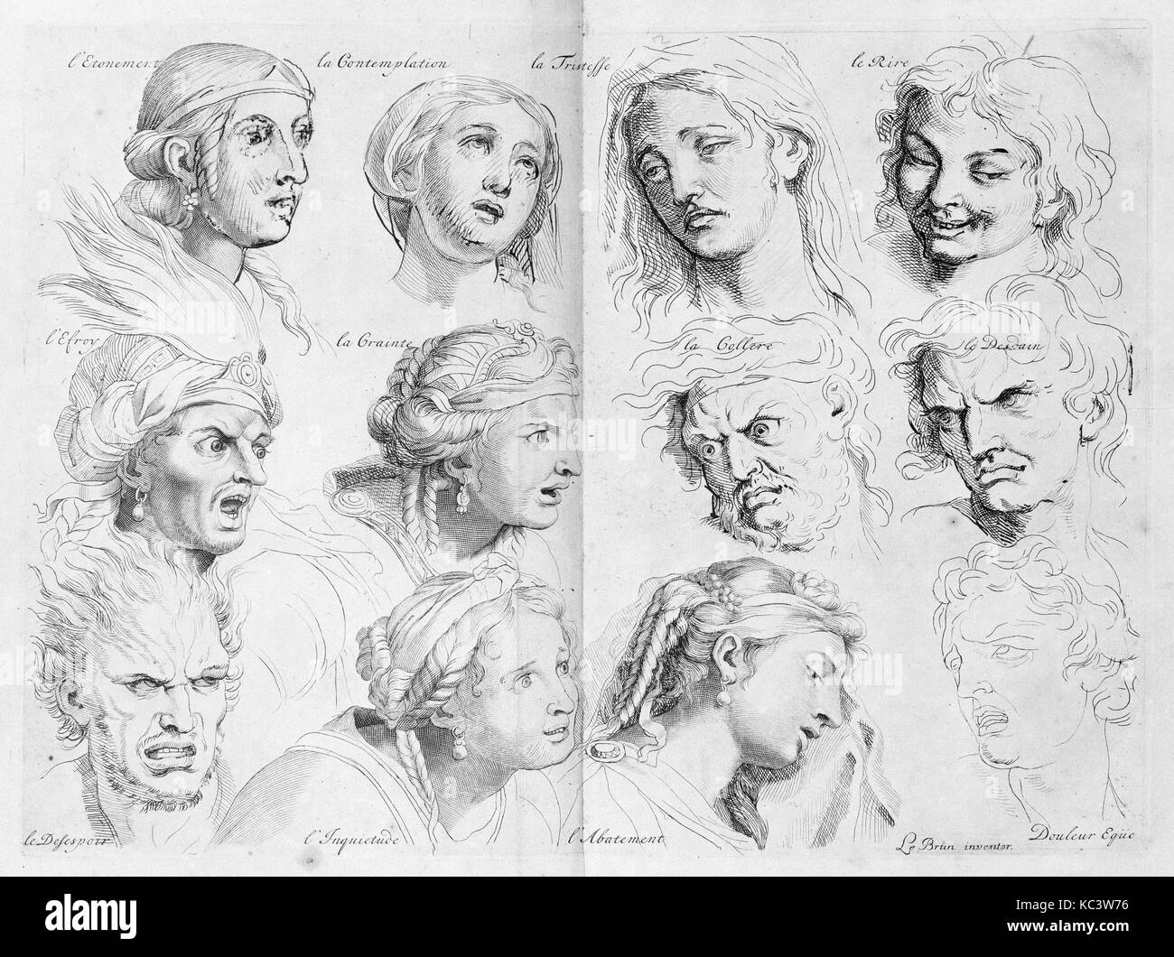 Les expressions, 1696, Eau-forte (les ajouts ultérieurs à l'encre), la plaque : 13 1/16 x 17 3/4 in. (33,1 x 45,1 cm), Impressions, Henri Banque D'Images