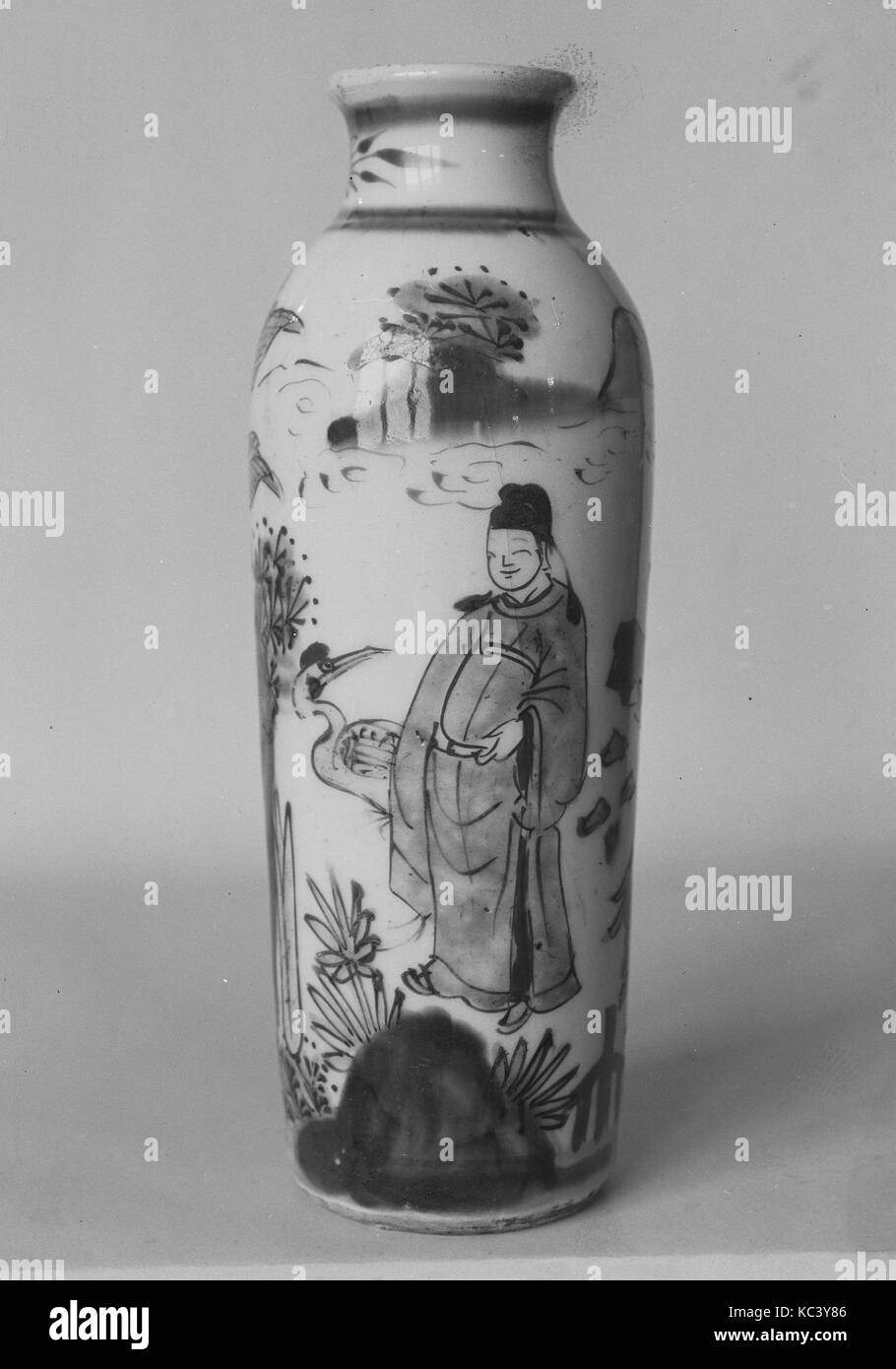 Vase, fin de la dynastie Ming (1368-1644), Chine, Porcelaine, H. 8. (20,3 cm) ; Diam. 2 7/8 in. (7,3 cm) ; Diam. de la jante 1 3/4 in. (4.4 Banque D'Images