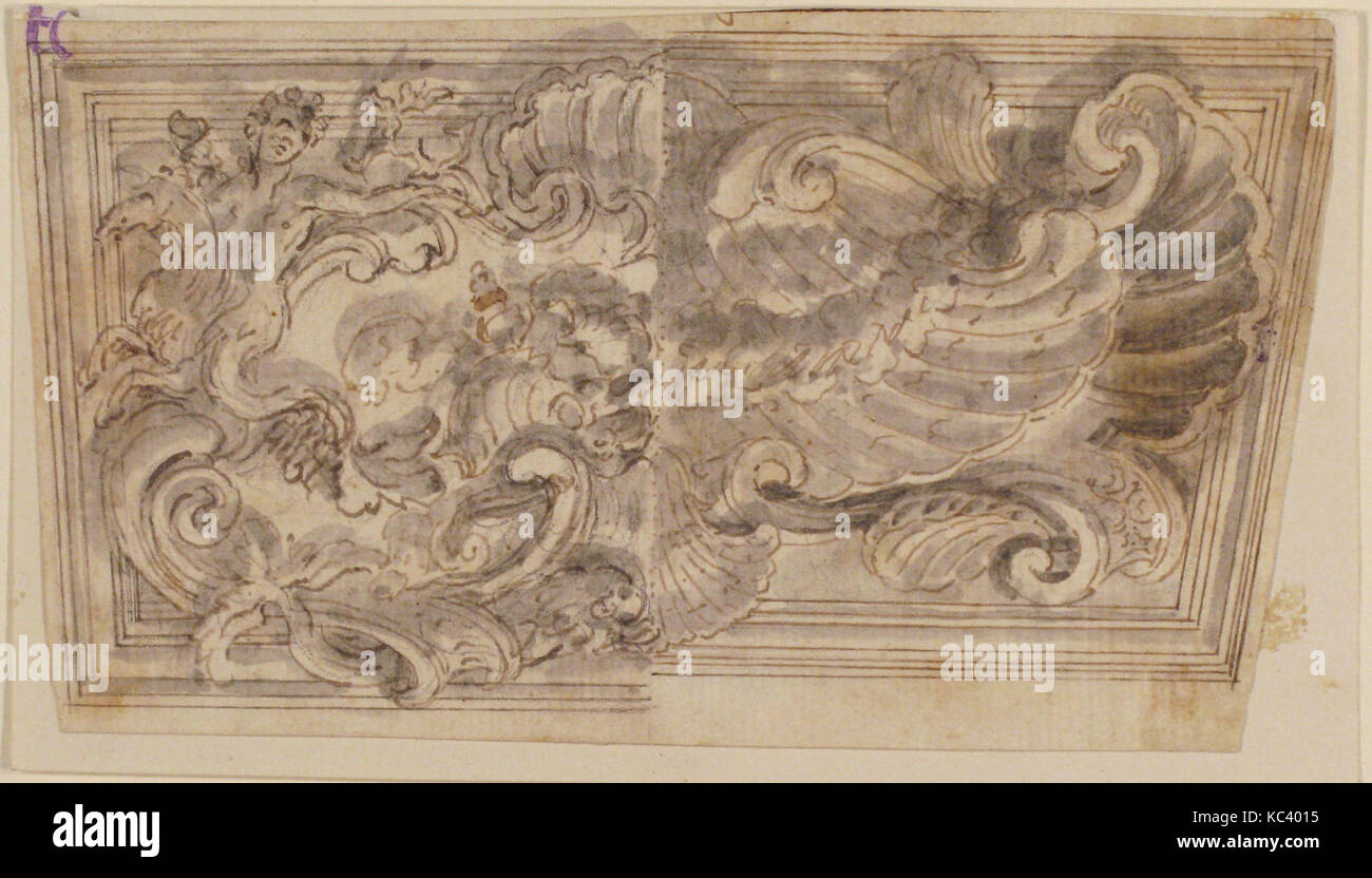 Deux variantes pour la conception d'un panneau horizontal, attribué à Giovanni Battista Foggini, 1652-1725 Banque D'Images