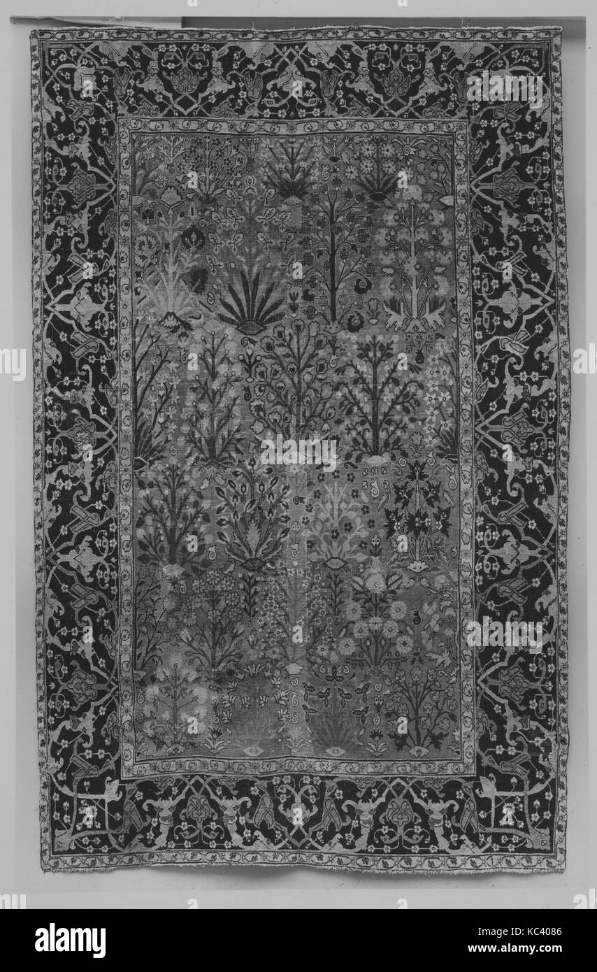 Tapis d'arbustes, début du xviiie siècle, attribué à l'Iran, probablement Isfahan ou Kerman, coton (warp), de laine (trame et pile Banque D'Images