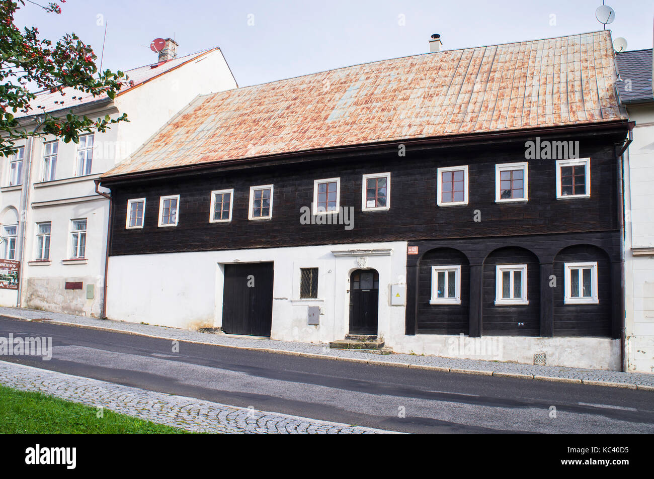 Jiretin pod Jedlovou, Sankt Georgenthal, maison de haute-Lusace, Umgebindehaus Banque D'Images