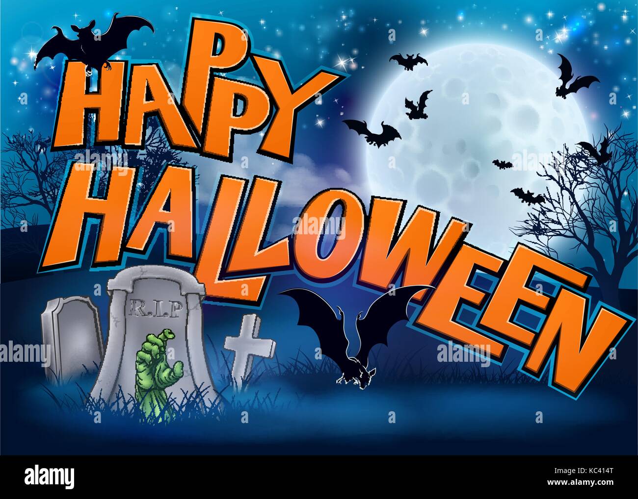 Happy Halloween cartoon sign Illustration de Vecteur